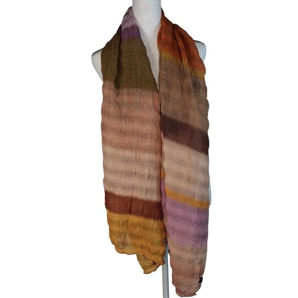 Boho 64 Inch Long Sheer Scarf Earthy Tones Color Gradient Soft Wide Flowy Drape - Picture 2 of 5